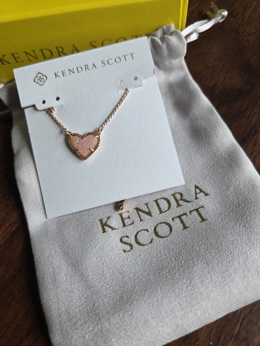 New Kendra Scott Ari Heart Pendant Necklace in Rose Gold